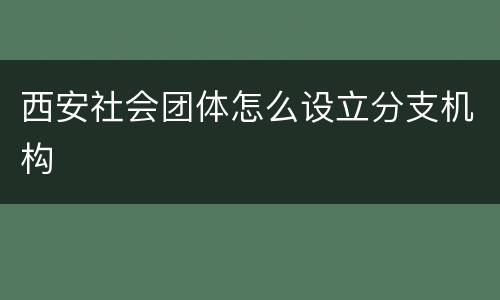 西安社会团体怎么设立分支机构