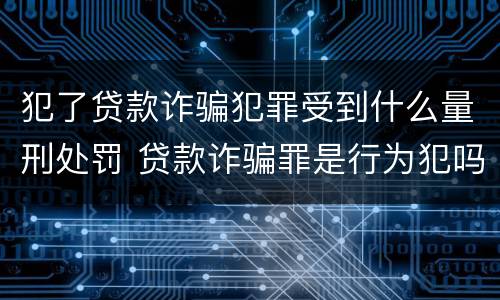 犯了贷款诈骗犯罪受到什么量刑处罚 贷款诈骗罪是行为犯吗