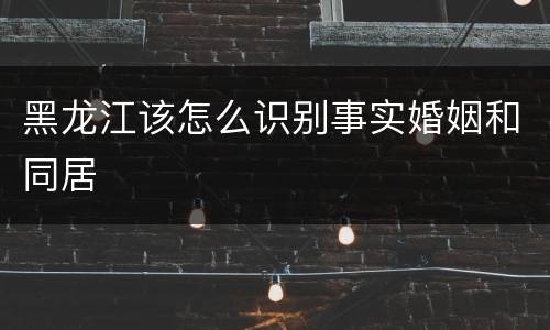 黑龙江该怎么识别事实婚姻和同居