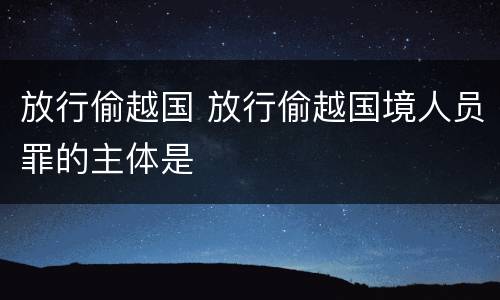 放行偷越国 放行偷越国境人员罪的主体是