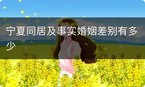 宁夏同居及事实婚姻差别有多少