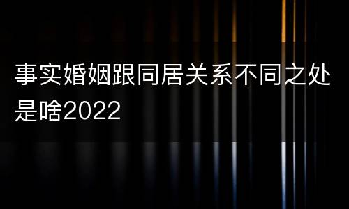 事实婚姻跟同居关系不同之处是啥2022