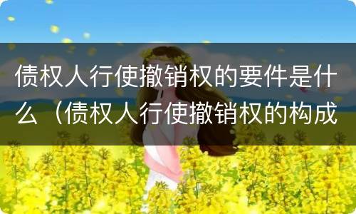 债权人行使撤销权的要件是什么（债权人行使撤销权的构成要件）