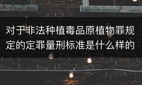 对于非法种植毒品原植物罪规定的定罪量刑标准是什么样的