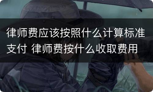 律师费应该按照什么计算标准支付 律师费按什么收取费用