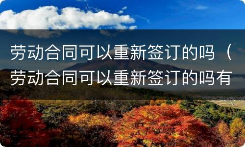 劳动合同可以重新签订的吗（劳动合同可以重新签订的吗有效吗）