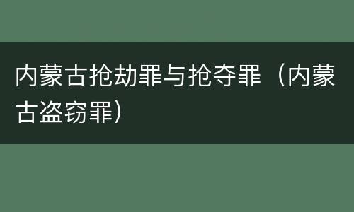 内蒙古抢劫罪与抢夺罪（内蒙古盗窃罪）