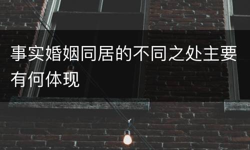 事实婚姻同居的不同之处主要有何体现