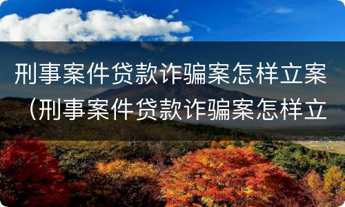 刑事案件贷款诈骗案怎样立案（刑事案件贷款诈骗案怎样立案的）