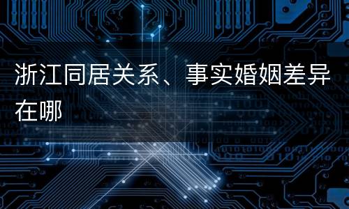 浙江同居关系、事实婚姻差异在哪