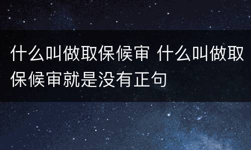 什么叫做取保候审 什么叫做取保候审就是没有正句