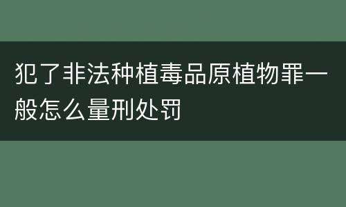 犯了非法种植毒品原植物罪一般怎么量刑处罚
