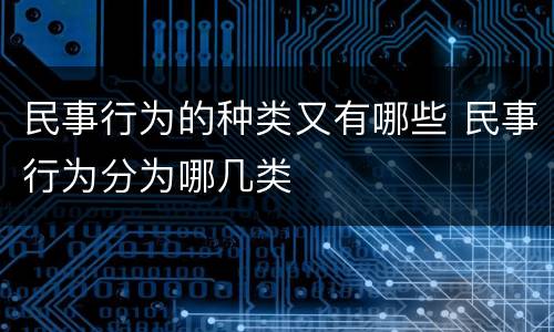 民事行为的种类又有哪些 民事行为分为哪几类
