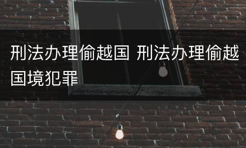 刑法办理偷越国 刑法办理偷越国境犯罪