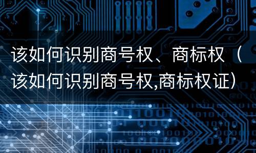 该如何识别商号权、商标权（该如何识别商号权,商标权证）
