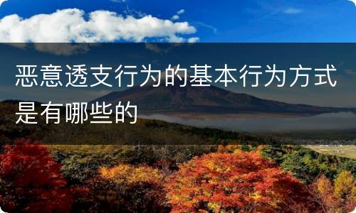 恶意透支行为的基本行为方式是有哪些的