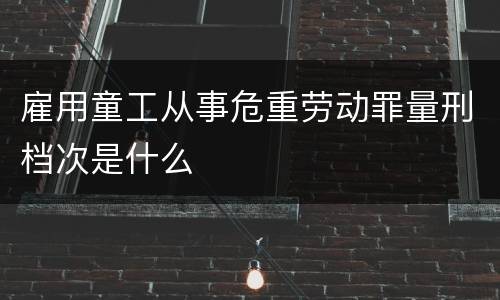 雇用童工从事危重劳动罪量刑档次是什么