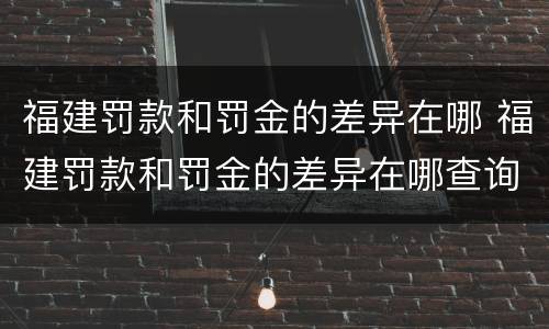 福建罚款和罚金的差异在哪 福建罚款和罚金的差异在哪查询