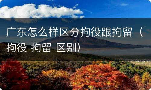 广东怎么样区分拘役跟拘留（拘役 拘留 区别）