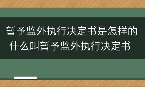 暂予监外执行决定书是怎样的 什么叫暂予监外执行决定书