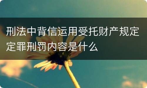 刑法中背信运用受托财产规定定罪刑罚内容是什么
