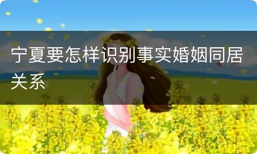 宁夏要怎样识别事实婚姻同居关系