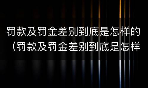 罚款及罚金差别到底是怎样的（罚款及罚金差别到底是怎样的呢）