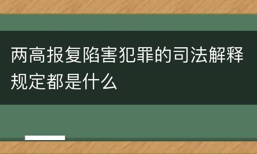 两高报复陷害犯罪的司法解释规定都是什么