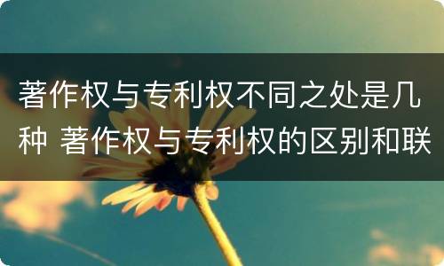 著作权与专利权不同之处是几种 著作权与专利权的区别和联系