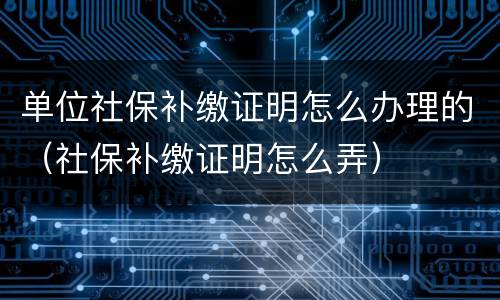 单位社保补缴证明怎么办理的（社保补缴证明怎么弄）