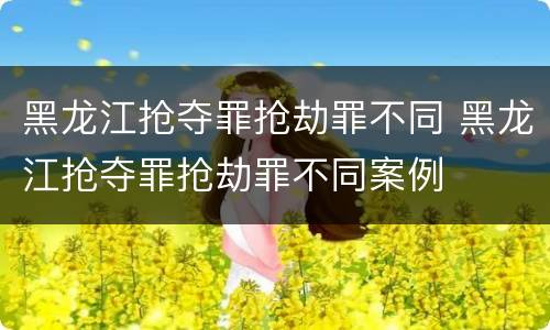 黑龙江抢夺罪抢劫罪不同 黑龙江抢夺罪抢劫罪不同案例
