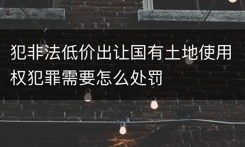 犯非法低价出让国有土地使用权犯罪需要怎么处罚