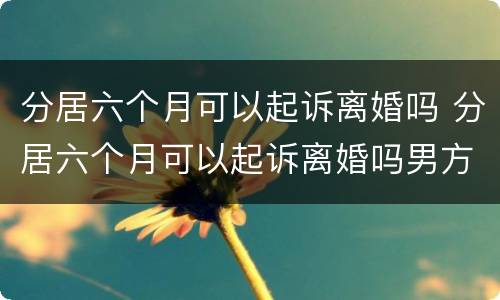 分居六个月可以起诉离婚吗 分居六个月可以起诉离婚吗男方