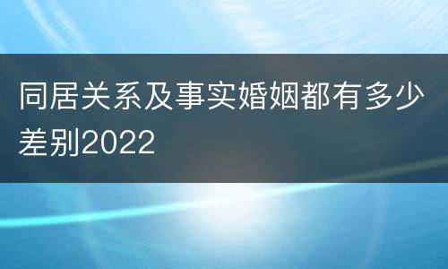同居关系及事实婚姻都有多少差别2022