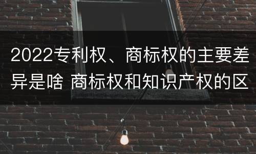 2022专利权、商标权的主要差异是啥 商标权和知识产权的区别