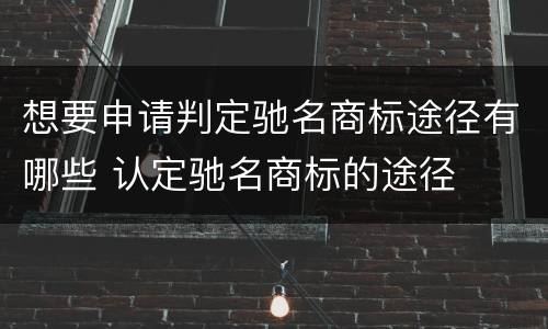 想要申请判定驰名商标途径有哪些 认定驰名商标的途径