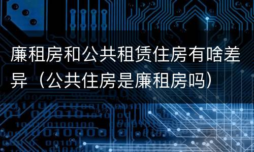 廉租房和公共租赁住房有啥差异（公共住房是廉租房吗）