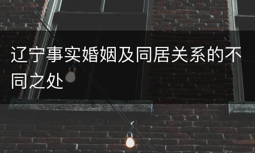 辽宁事实婚姻及同居关系的不同之处