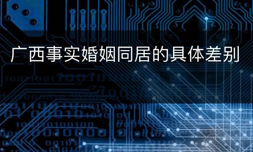 广西事实婚姻同居的具体差别