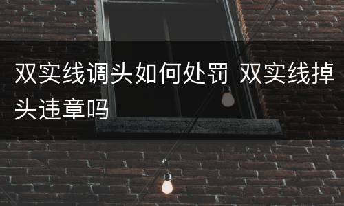 双实线调头如何处罚 双实线掉头违章吗