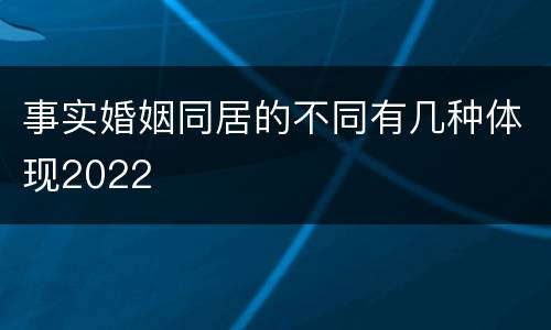 事实婚姻同居的不同有几种体现2022