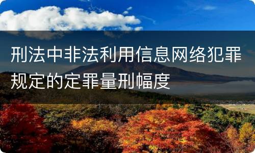 刑法中非法利用信息网络犯罪规定的定罪量刑幅度