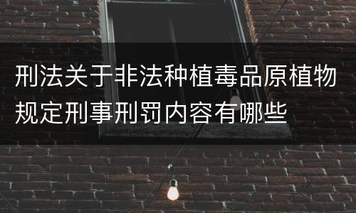 刑法关于非法种植毒品原植物规定刑事刑罚内容有哪些