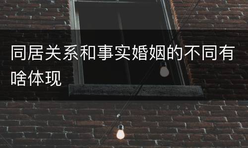 同居关系和事实婚姻的不同有啥体现