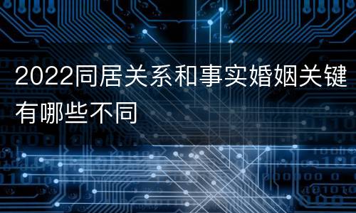 2022同居关系和事实婚姻关键有哪些不同