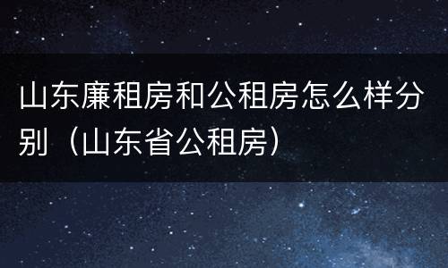 山东廉租房和公租房怎么样分别（山东省公租房）
