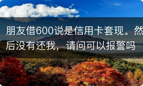 朋友借600说是信用卡套现。然后没有还我，请问可以报警吗。