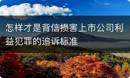 怎样才是背信损害上市公司利益犯罪的追诉标准