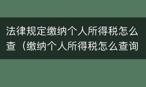 法律规定缴纳个人所得税怎么查（缴纳个人所得税怎么查询）
