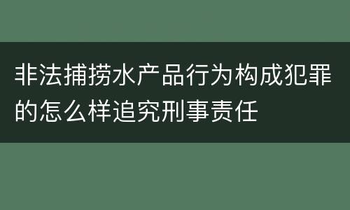 非法捕捞水产品行为构成犯罪的怎么样追究刑事责任